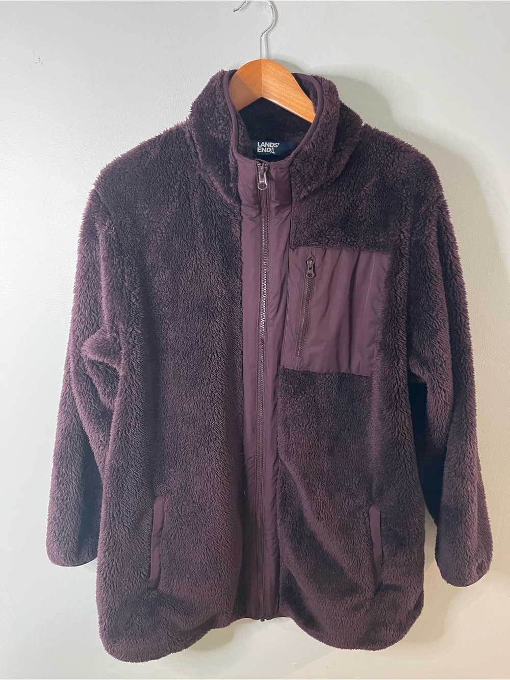 Lands' End Plush Full-Zip Sherpa Jacket Deep Plum Women’s Size 1X